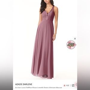 Azazie Mauve Lace & Chiffon A-Line Maxi Dress